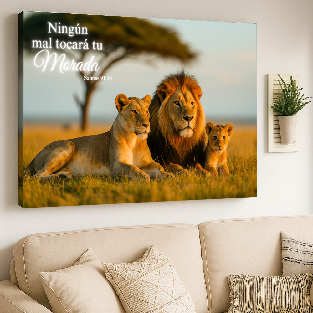 Familia De Leones - Cuadro De Union y Fortaleza Familiar En Dios