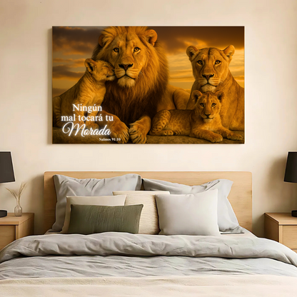 Familia de Leones – Cuadro de Inspiración de Fe y Protección