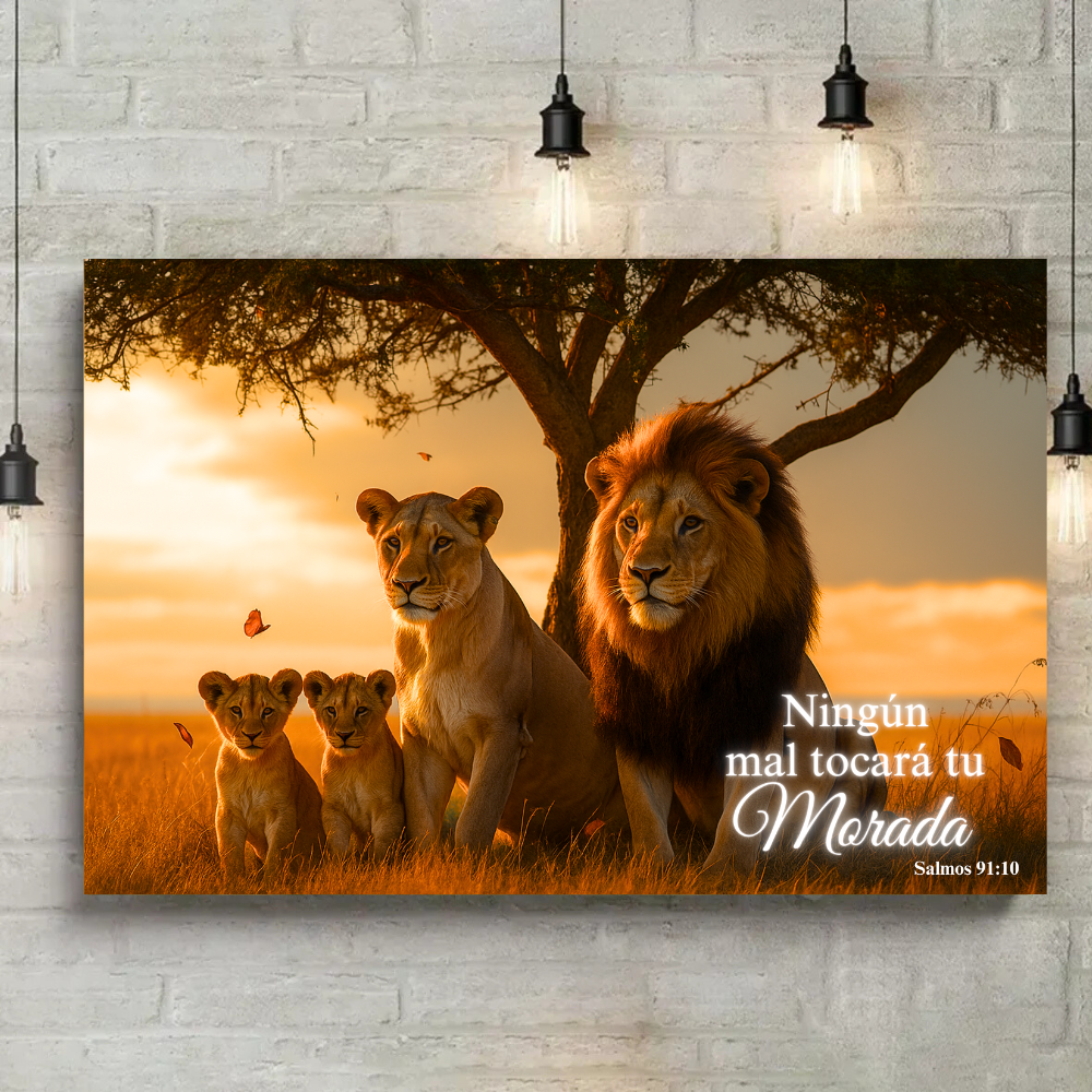 Familia de Leones – Cuadro de Amor, Fe y Union Familiar