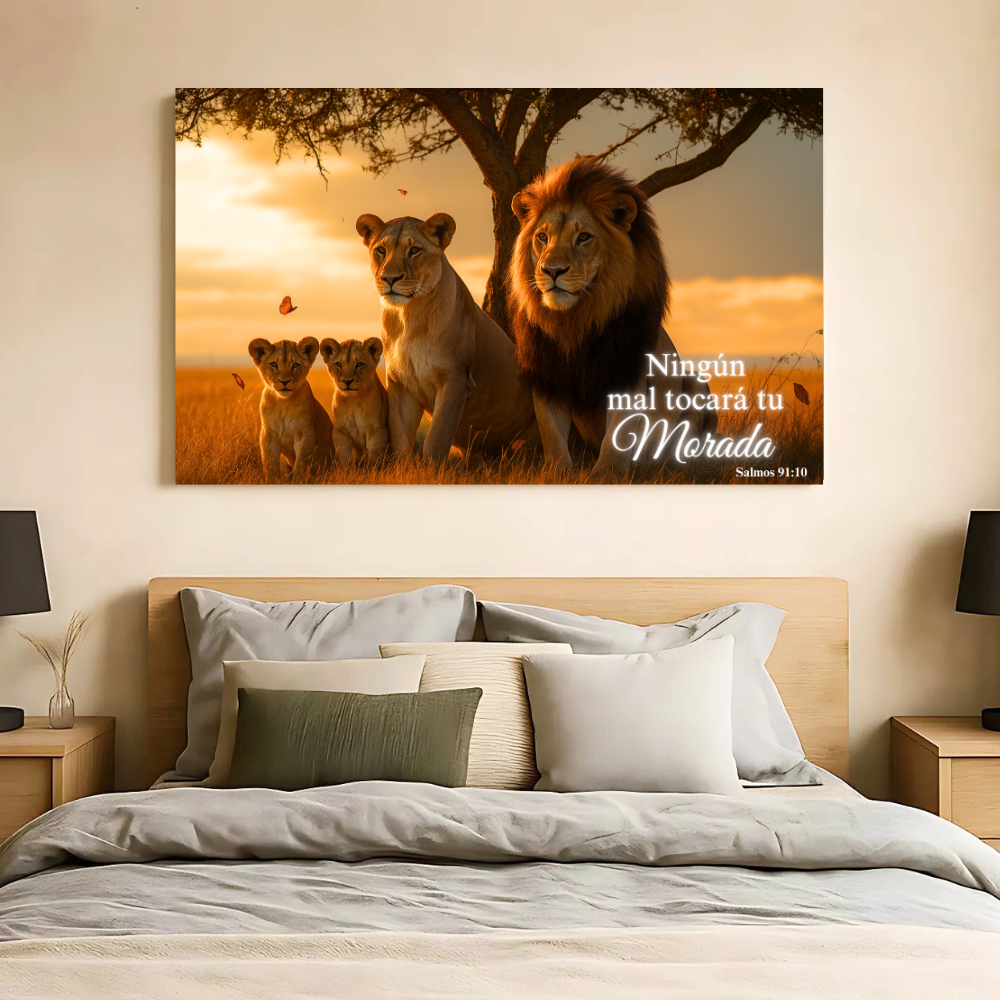 Familia de Leones – Cuadro de Amor, Fe y Union Familiar