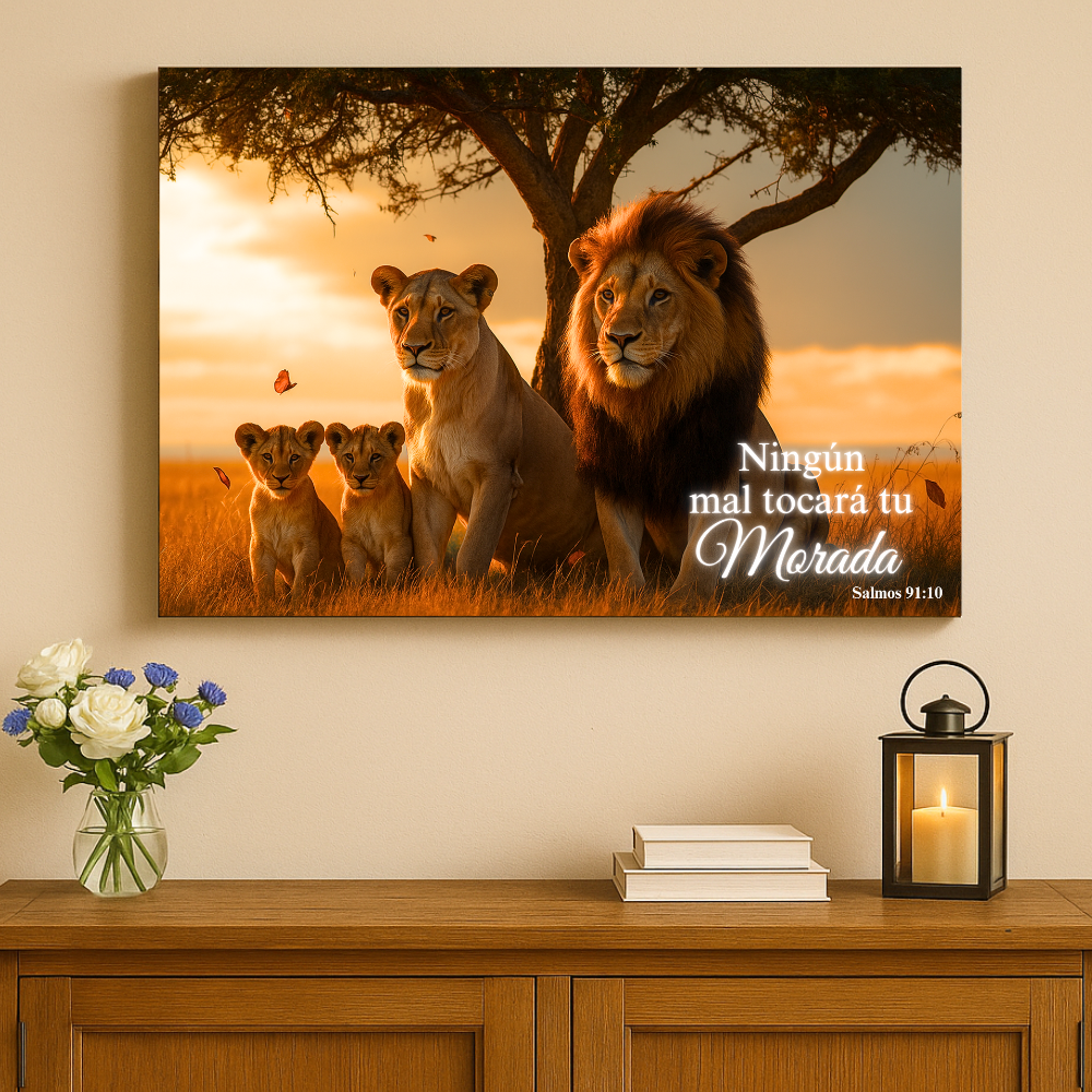 Familia de Leones – Cuadro de Amor, Fe y Union Familiar