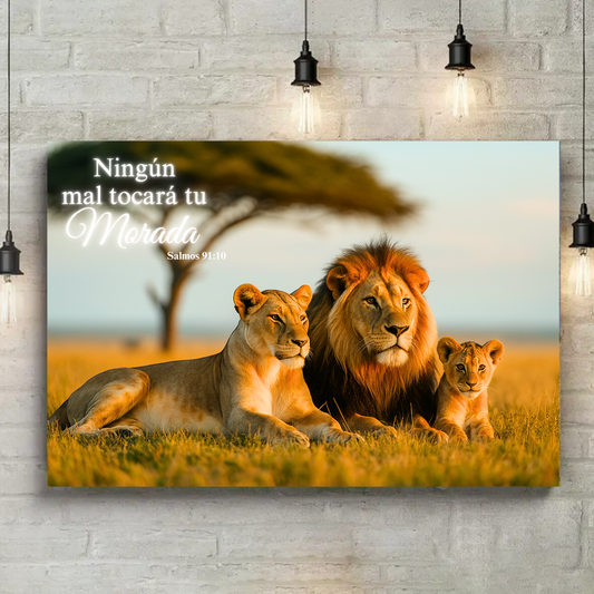 Familia De Leones - Cuadro De Union y Fortaleza Familiar En Dios