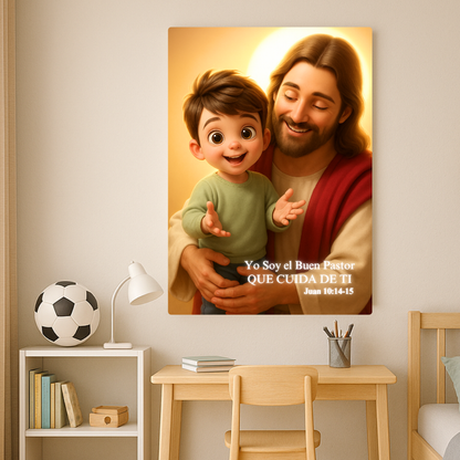 El Buen Pastor – Cuadro de Amor y Protección para Niños