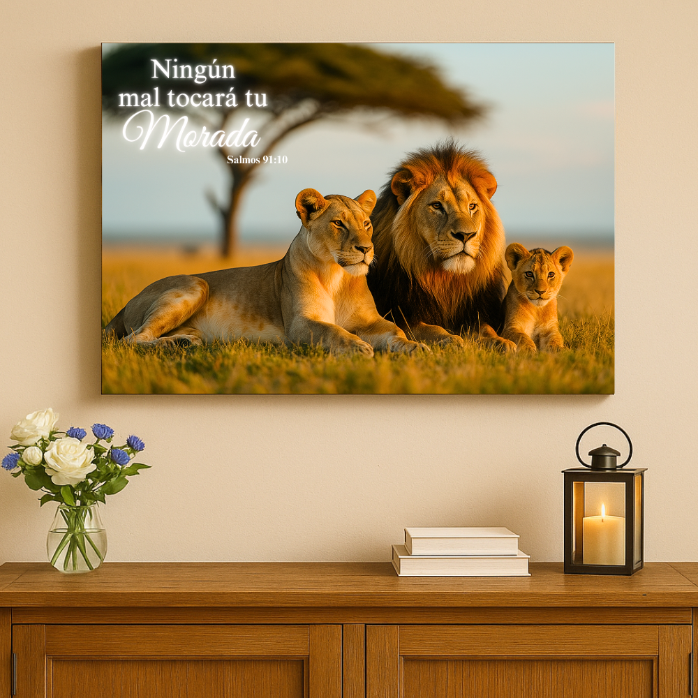 Familia De Leones - Cuadro De Union y Fortaleza Familiar En Dios