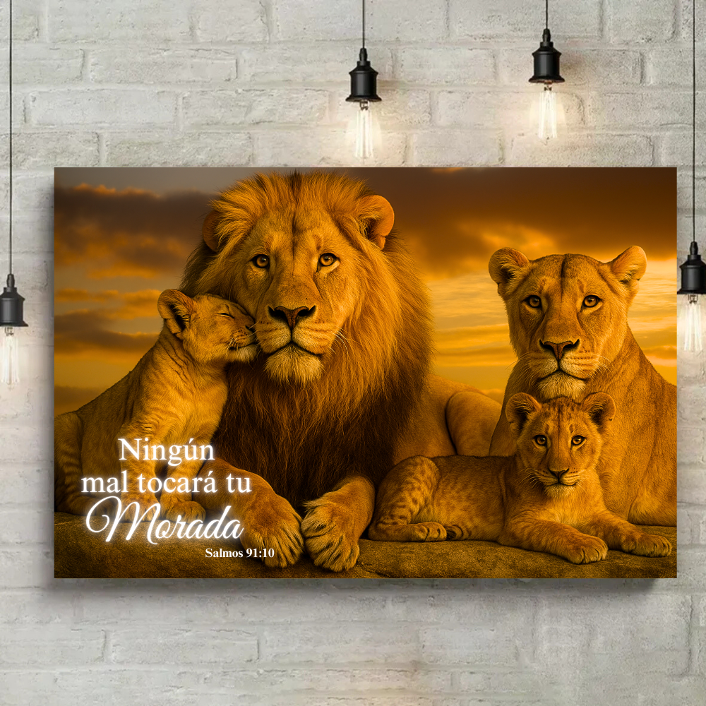Familia de Leones – Cuadro de Inspiración de Fe y Protección