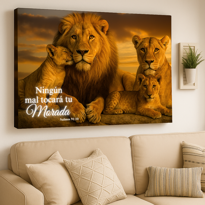 Familia de Leones – Cuadro de Inspiración de Fe y Protección